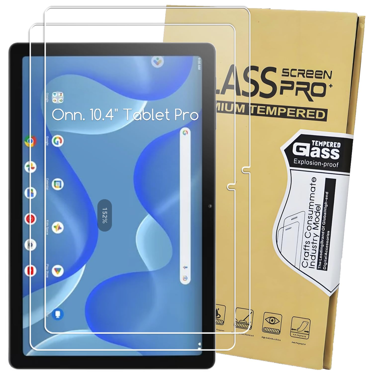 KEANBOLL 2-Pack Tempered Glass Screen Protector for Onn 10.4 inch Tablet Pro (2023),Ultra Clear, 9H Hardness, Anti Scratch, Case Friendly