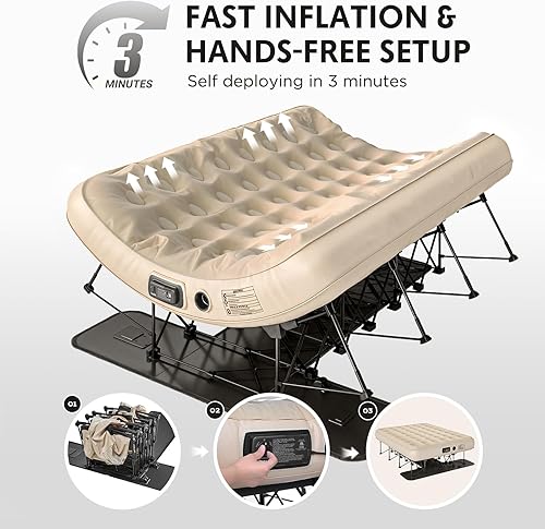 Vista 25 de Simpli Comfy EZ Bed - Colchón de aire autoinflable individual con marco integrado, bomba y funda con ruedas, cama inflable inflable perfecta