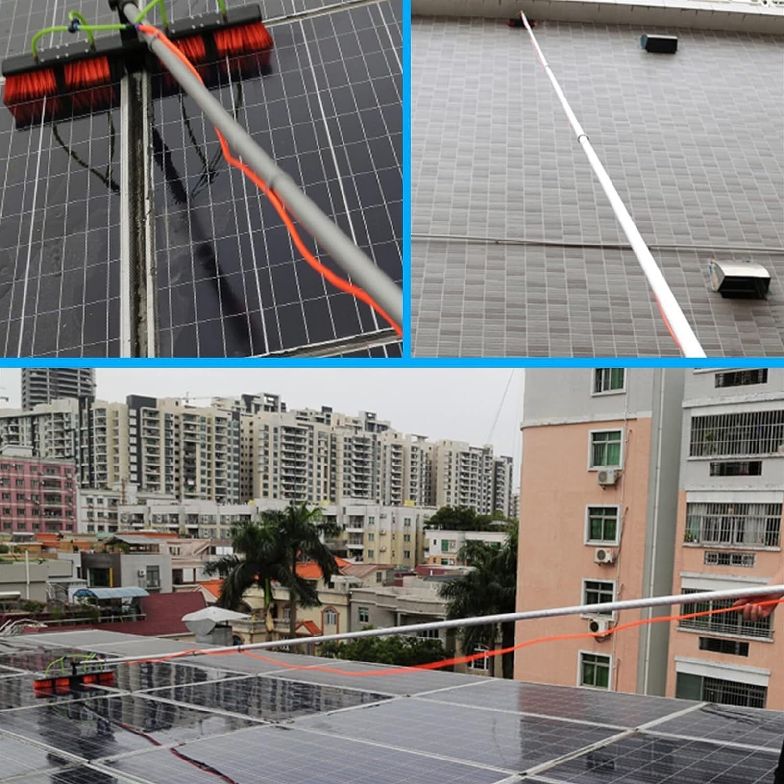 Teles - Kit de cepillo de limpieza de ventanas de 1200 cm, poste de alimentación de agua para una fácil limpieza exterior, ideal para propietarios de viviendas y profesionales, brillo sin rayas y