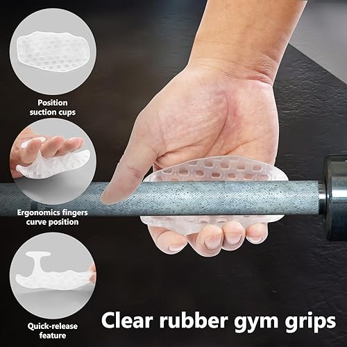 Miniatura 3 de Agarres de levantamiento de pesas originales para hombres y mujeres, protección de palma, ergonómicos, de goma sin dedos, para levantamiento de