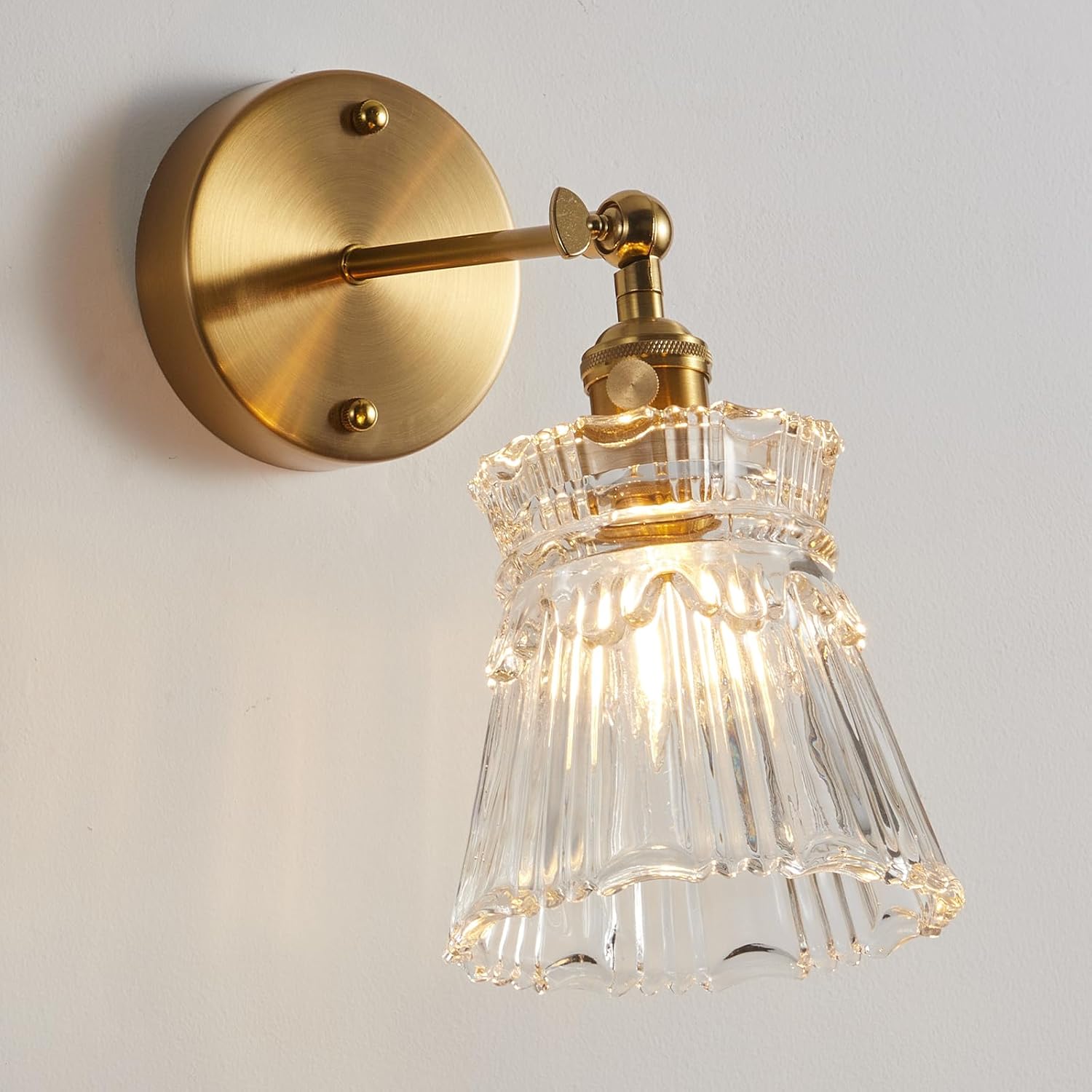 Vintage Wall Sconce with Clear Striped Glass Shade Poland | Ubuy