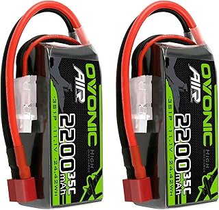OVONIC 3S Lipo Battery 2200mAh 11.1V 35C Shorty Pack Battery with Dean-Style T Connector for RC Drone Airplane Quadcopter Helicopter FPV RC Car Truck Vehicles RC Boat RC Hobby Models (2 Pack)