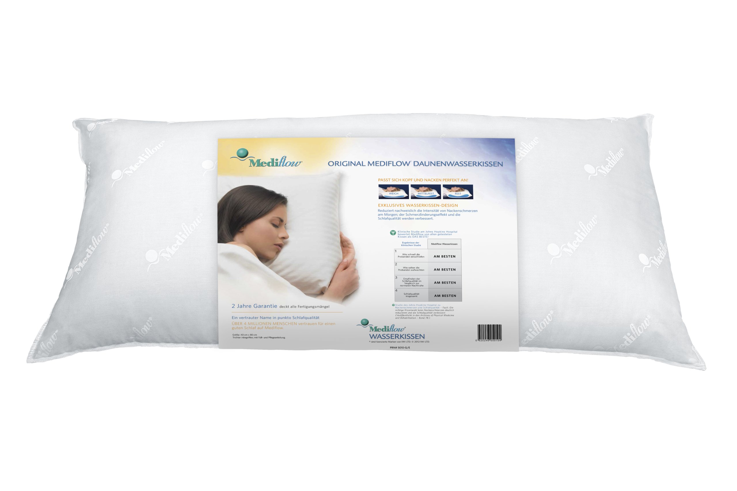 Mediflow 5011 Premium Daunenkissen mit Wasserkern, Made in Germany  