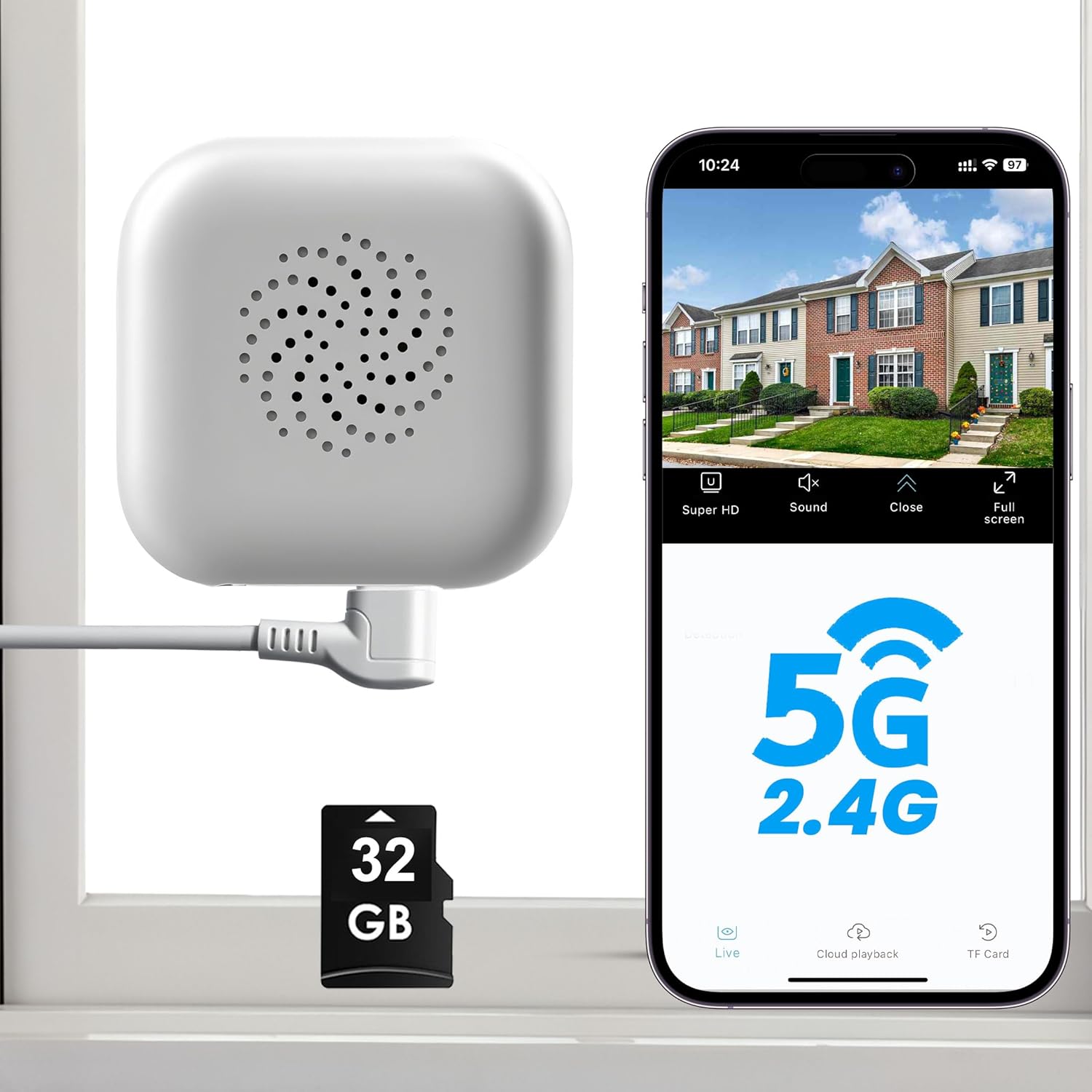 2K 3MP Window Camera, 5GHz & 2.4GHz WiFi Indoor Cameras for Home Security with AI Starlight Color Night Vision, AI Person & Motion Detection, Easy & Quick Install, 24/7 Recording with 32GB SD Card
