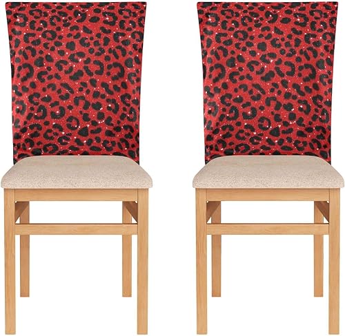 Miniatura 2 de Fake Glitter Leopard Print Red Decorative Seat Covers for Chairs for Home, Restaurant, Banquet Washable Decorative Chair Covers cubiertas para