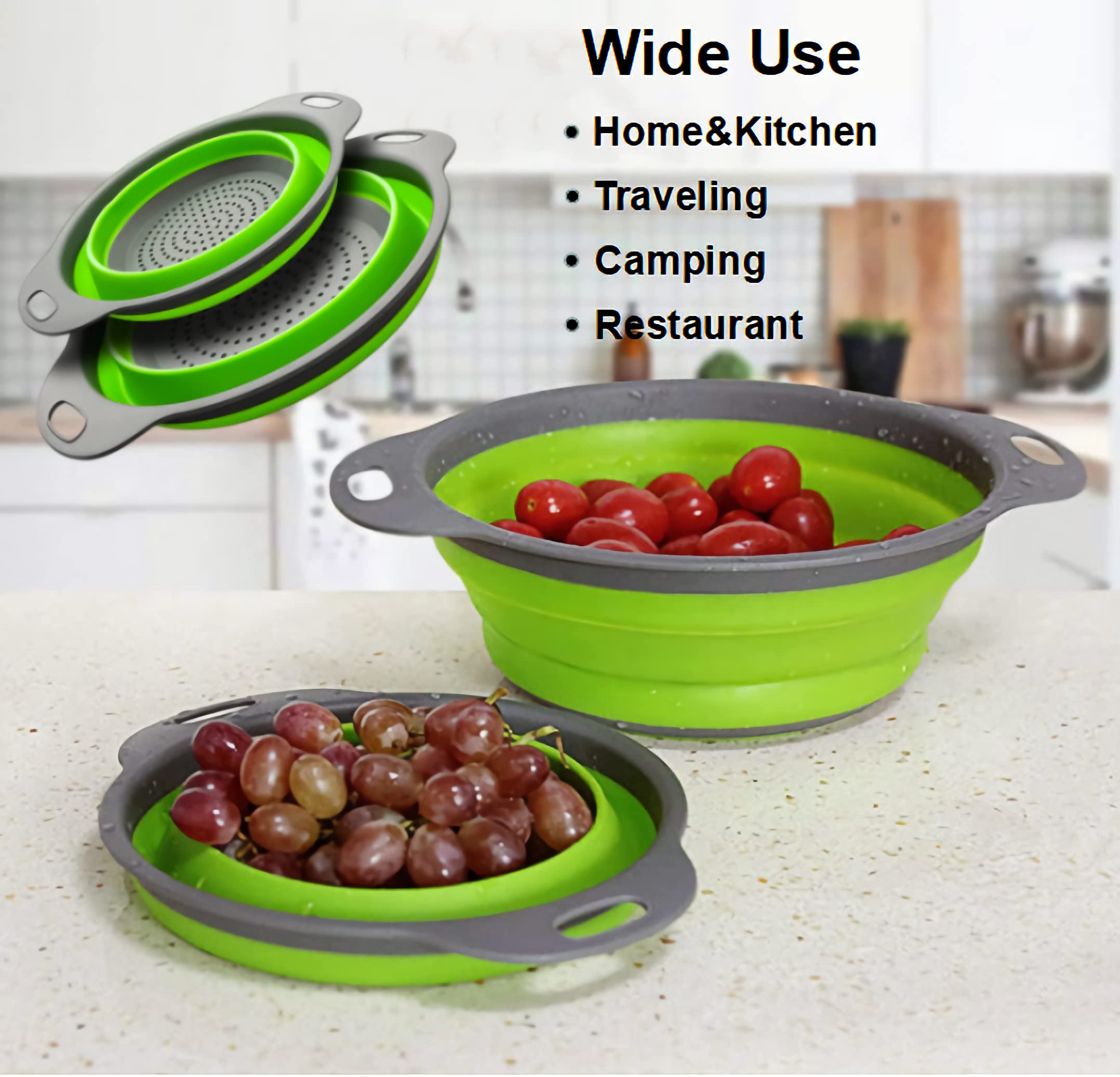 Passoire à Pâtes Pliable En Silicone Avec Poignées De 22 Cm