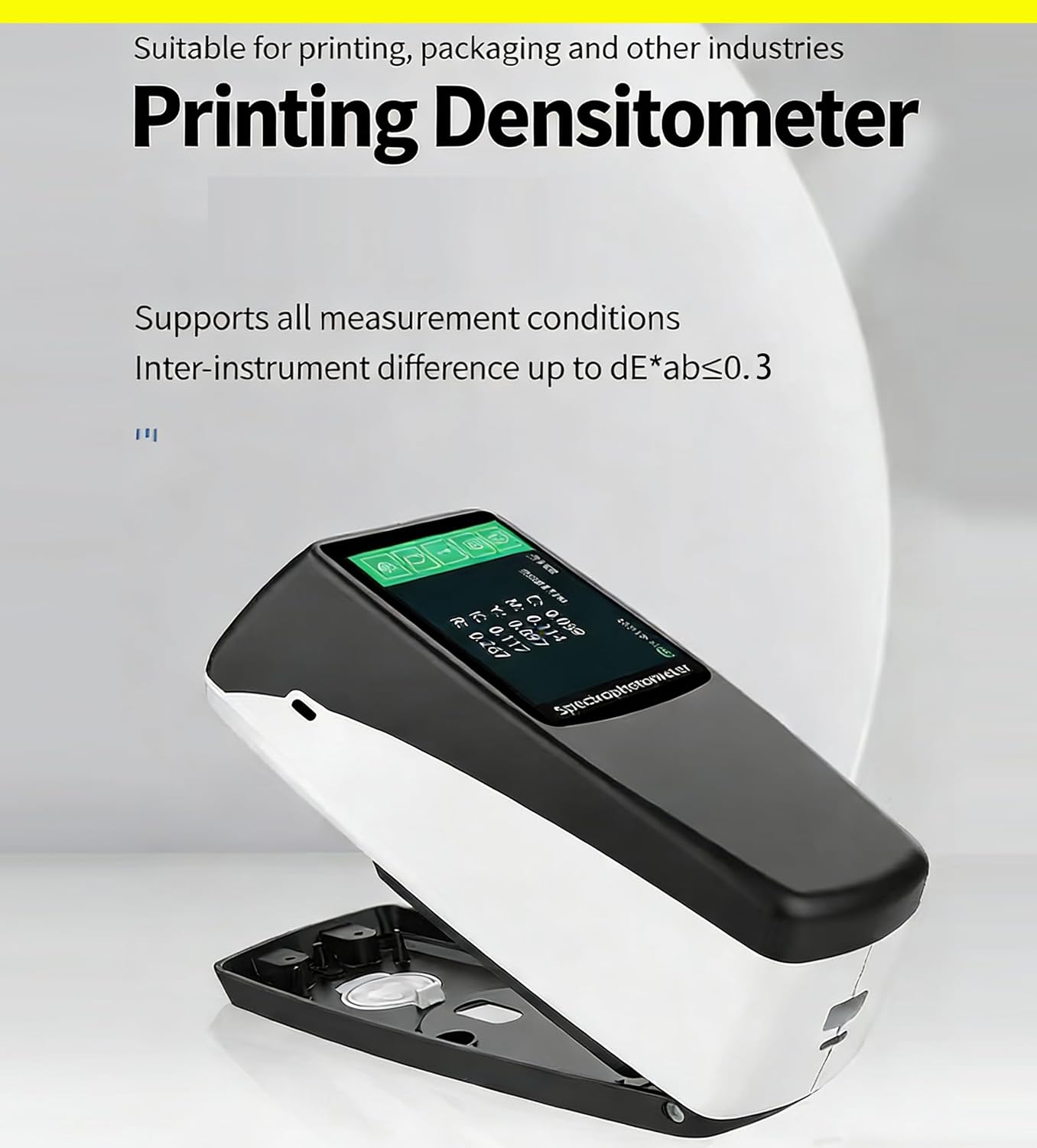 Printing Density Meter Handheld Spectrodensitometer 10000 Test Samples Reflectivity Range 0-200% Resolution 0.01% Aperture Φ1.5mm/3mm for Label Printing Paper Card Color Quality Testing