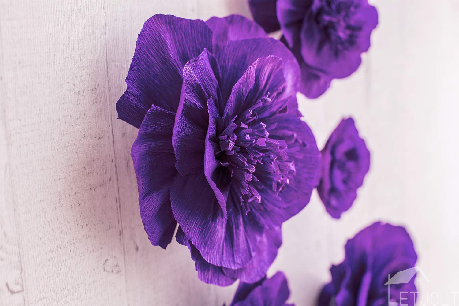 Letjolt Artificial Paper Flower Decorations for 1st Birthday Wedding Party Baby Shower Bridal Shower Nursery Wall Decor(Purple Set 6)