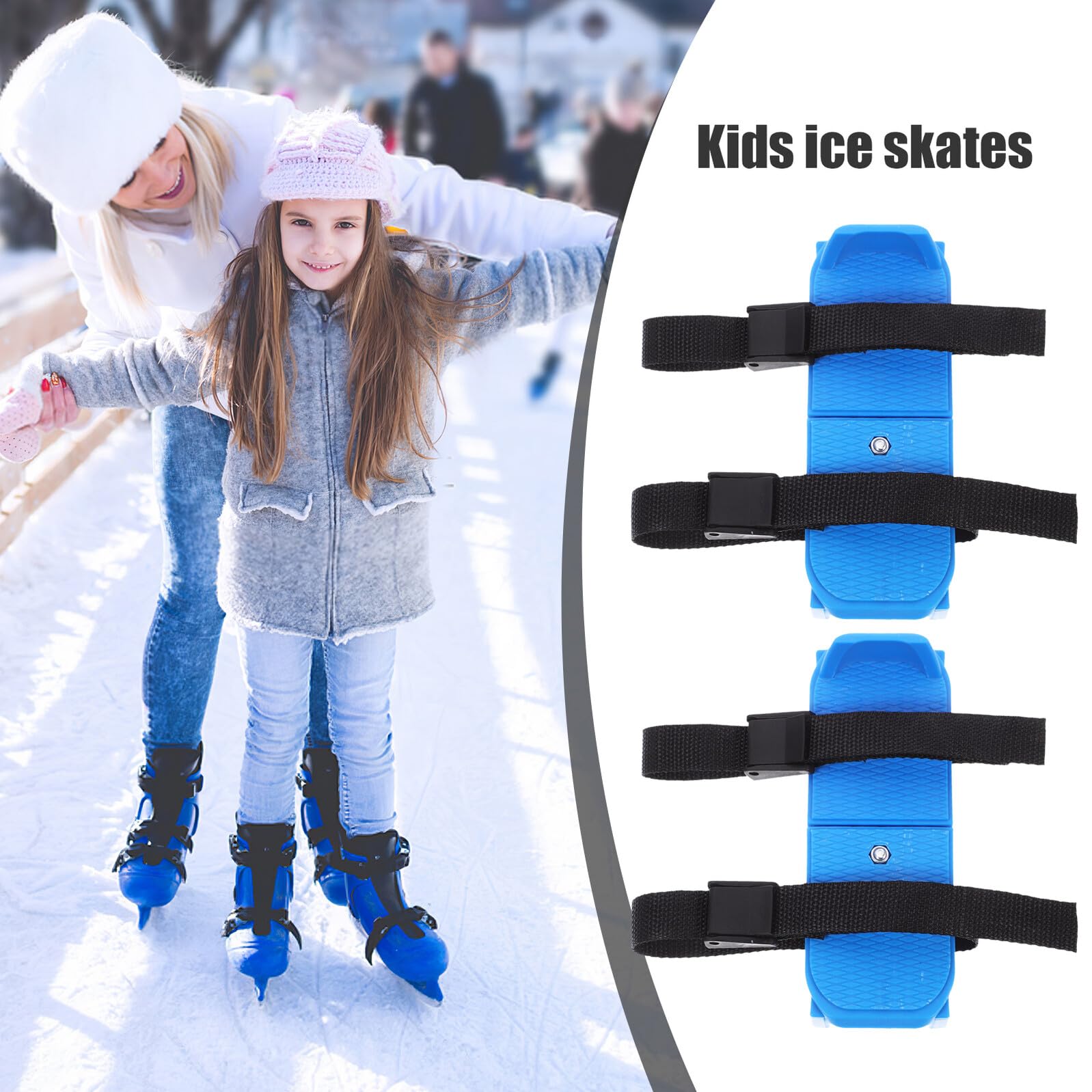 VANZACK Verstellbare Stabile Eislaufschuhe für Kinder aus Kunststoff Leichtes Paar Schlittschuhe für Anfänger für Outdoor Eislaufen und Sichere Erste Schritte