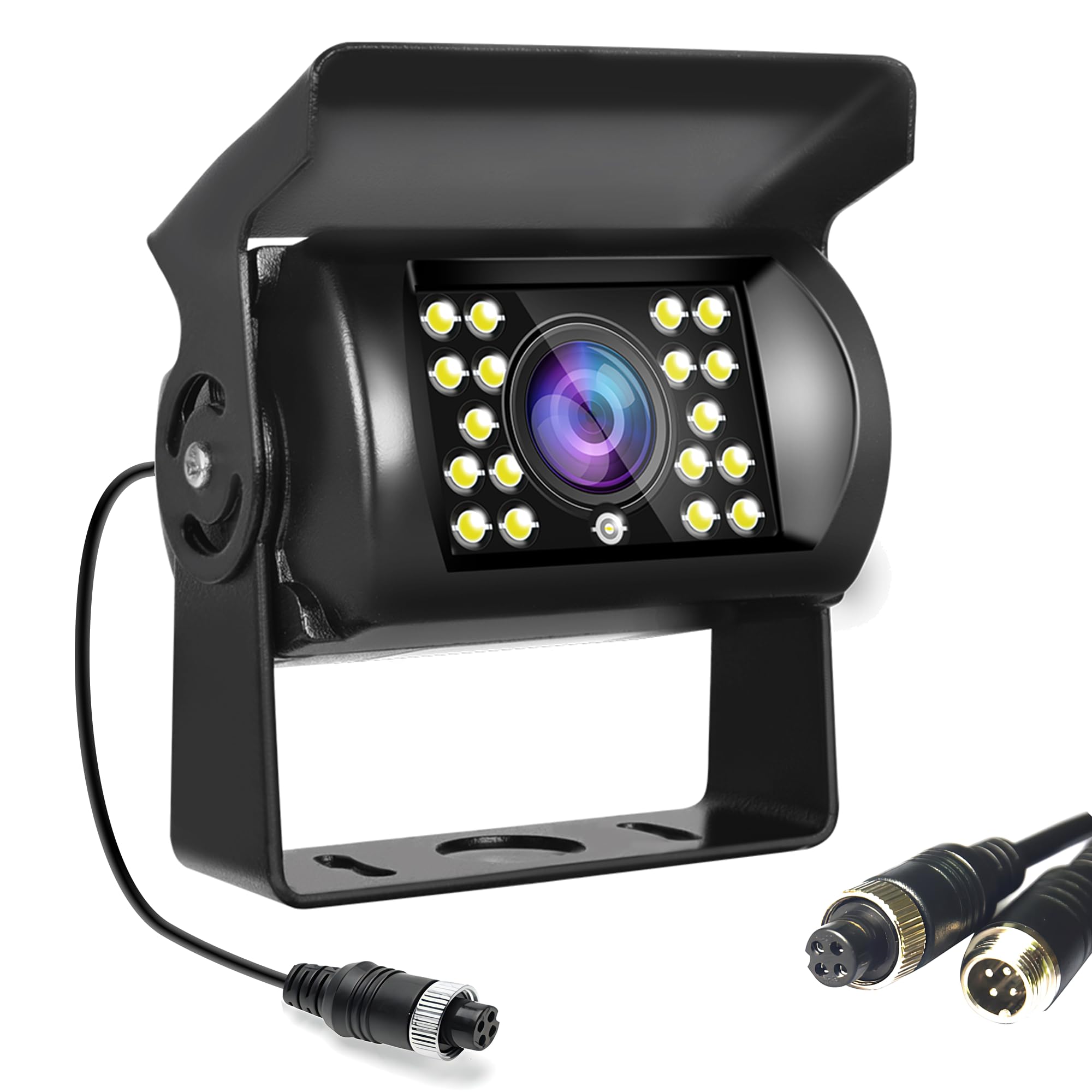 Telecamera Retromarcia Visione Notturna a Infrarossi Senza Linea Guida Senza Cambiamento di Colore IP67 Impermeabile 4 Pin Aviation Connettore Telecamera Posteriore per Bus/RV/Furgoni/Camion/Rimorchi