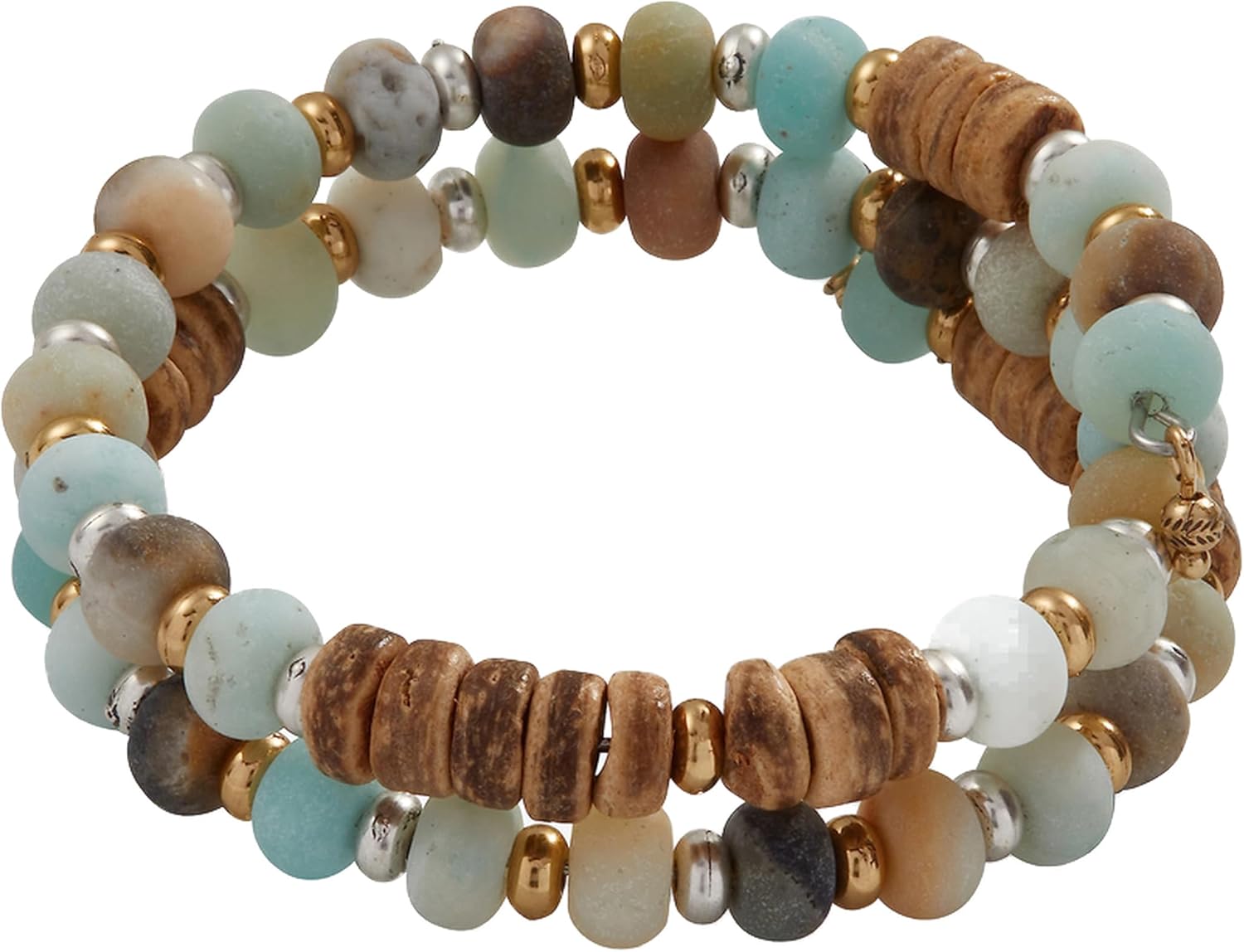 Alex and Ani Amazonite + Wood Beaded Wrap Bracelet