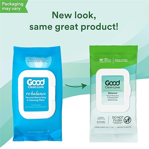 Miniatura 5 de Good Clean Love Rebalance - Toallitas femeninas, apoya la salud vaginal de forma natural y reduce el olor, hidratante y limpiador, producto de