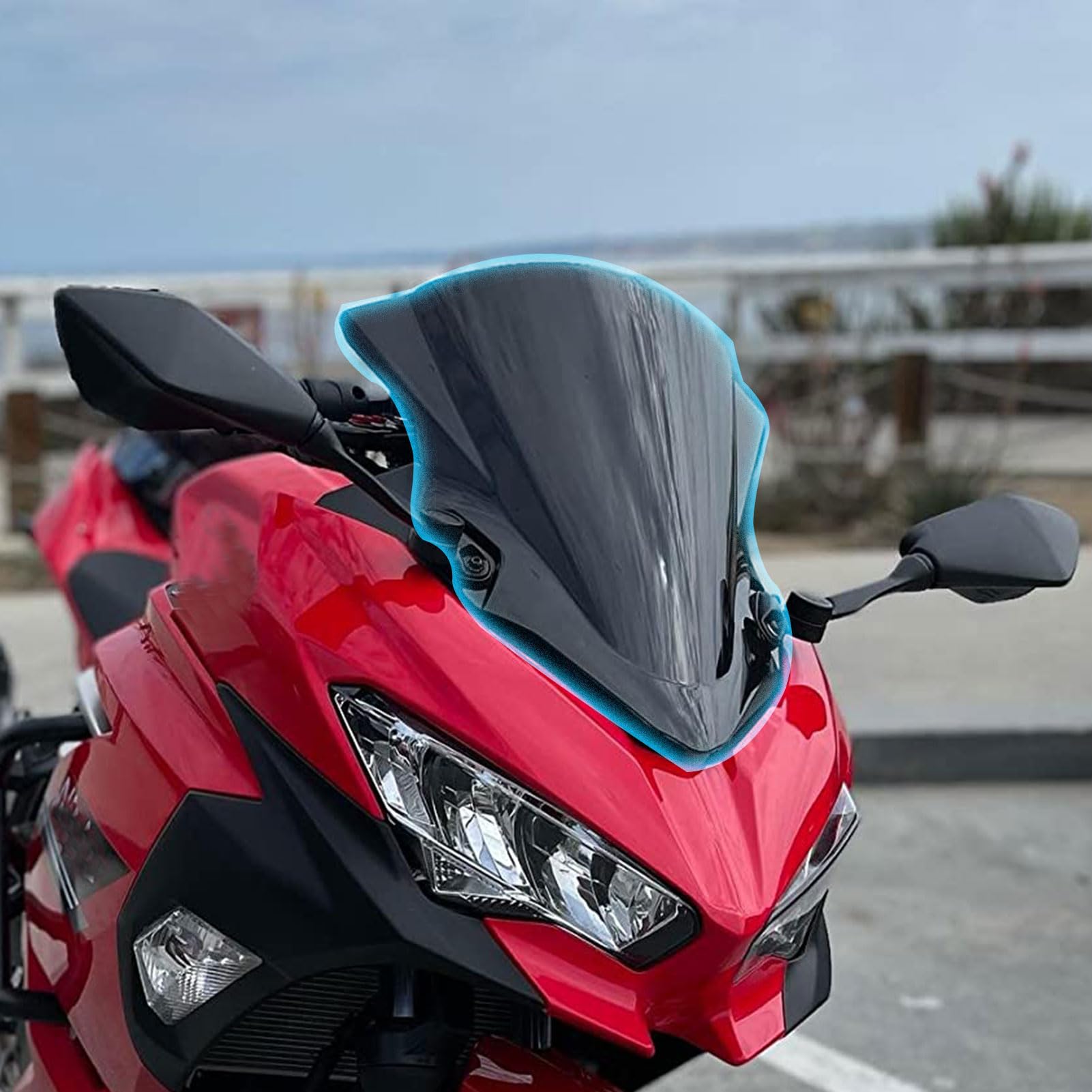 Midimttop for Ninja 250 NINJA400 Ninja 400 Accessories 2018 2019 2020 2021 2022 2023 2024 2025 Motorcycle Smoke Double Bubble Windscreen Windshield