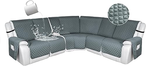 Miniatura 61 de HDCAXKJ 100% Fundas impermeables para sofá seccional reclinable en forma de L, funda de sofá reclinable acolchada lavable, fundas de esquina para