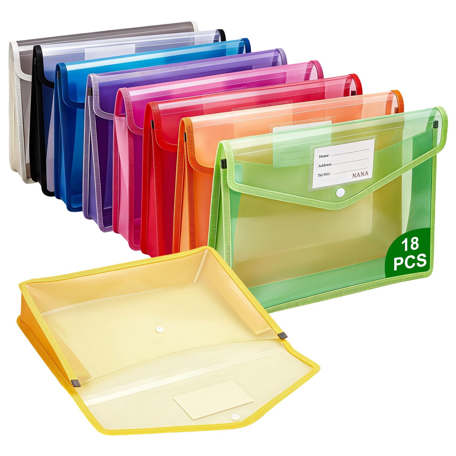 CUTHOLLOW 18PCSExpandable File Organizer Folder,Transparent Document Holder