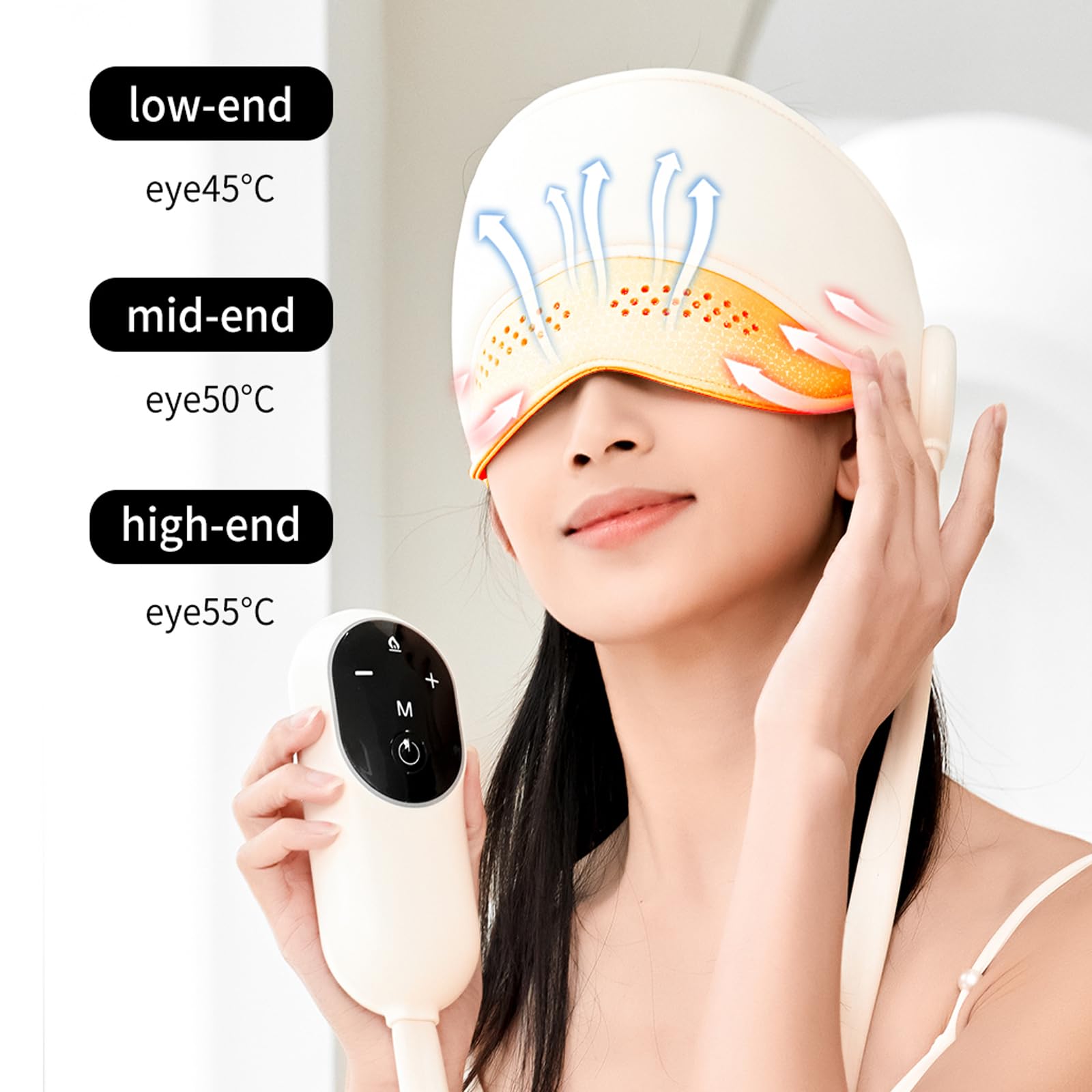 JIANYANA Kopf- und Augenmassagegerät mit Wärme - 6-Zonen-Luftkompressions-Kopfhautmassagegerät, Graphene beheizte Augenmaske, 4 Modi & verstellbarer Gurt für Migräne-Linderung, Stressentspannung