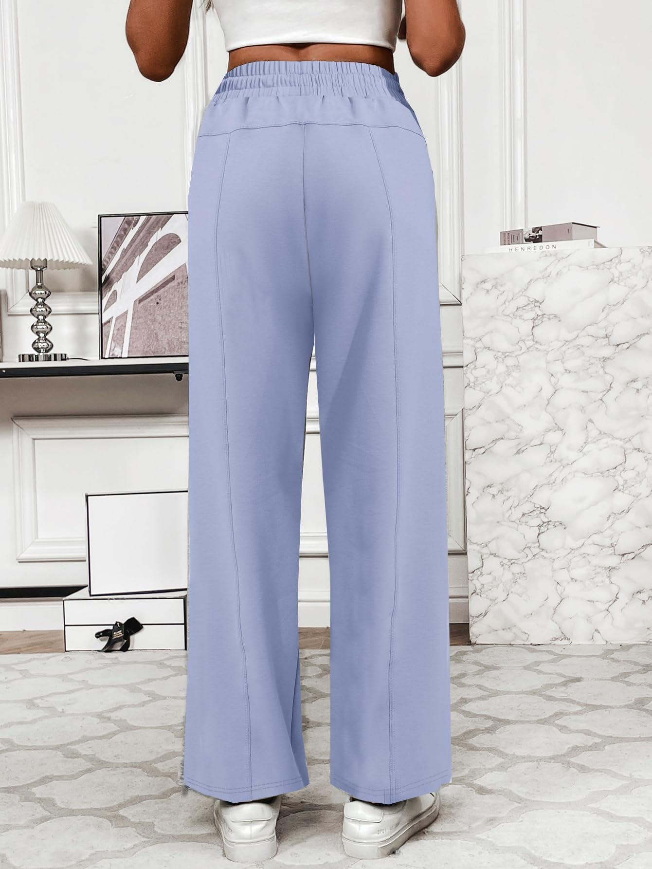 PINSPARK Pantaloni da Jogging da Donna Pantaloni Larghi Morbidi con Gamba Dritta Pantaloni da Jogger Lounge Sportivi Casual con Tasche