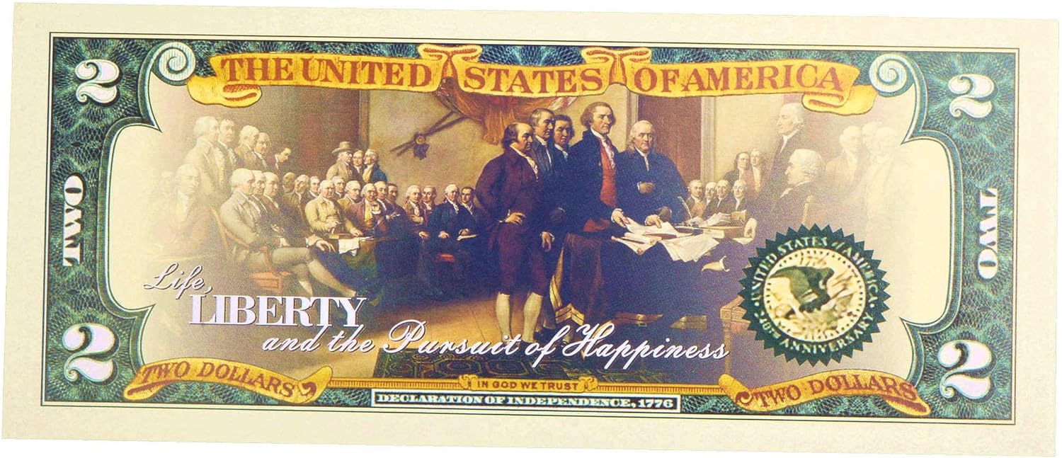 250th Anniversary Collectible $2 Bill | Independence Day 2 Dollar Bill Uncirculated Commemorative Coin Declaration of Independence - Image 4