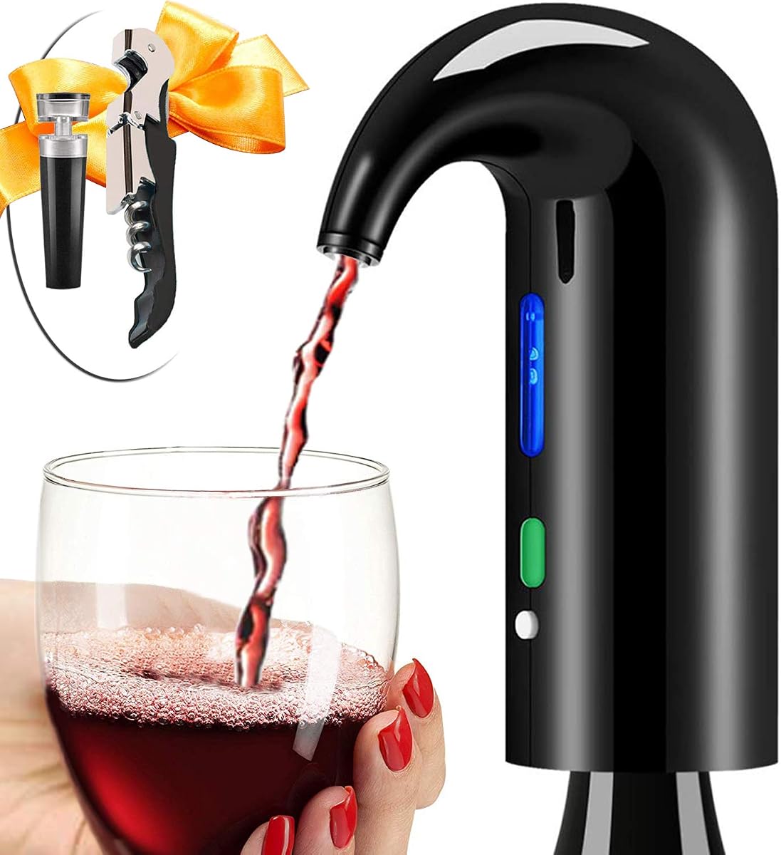 Aireador de vino Decantador de vino eléctrico Los más vendidos One Touch Accesorios para vino tinto y blanco Trabajo de aireación con abridor de vino para entusiastas principiantes - Vertedor con boquilla - Gran regalo para el día del padre