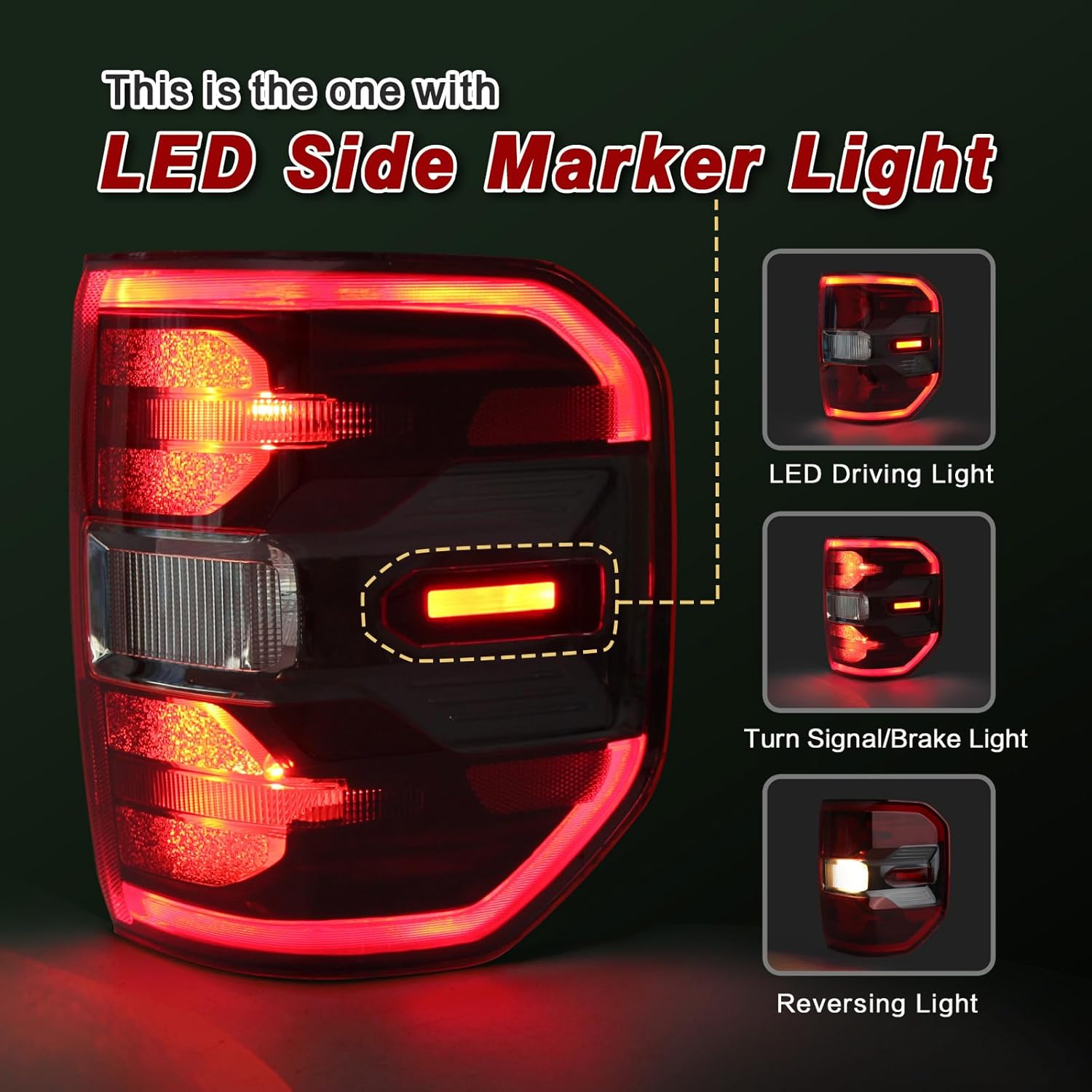 LED Smoked Tail Lights Assembly Compatible with Ford Maverick Lariat Tremor 2022 2023 2024 Rear Brake Lamp Signal Assembly OE:NZ6Z13404B FO2801289(2022-2024 LED Black, Right Passenger Side)