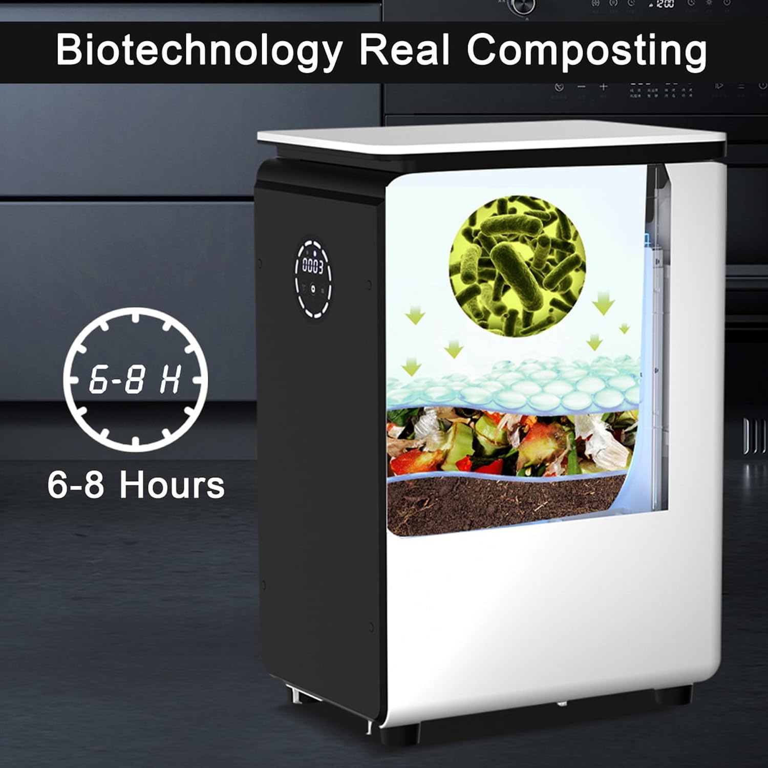 Composteur électrique Intelligent de 19 L pour la Cuisine, Filtre Pas Besoin de Changer, Pas de déshydratation, ajoute des déchets à Tout Moment.