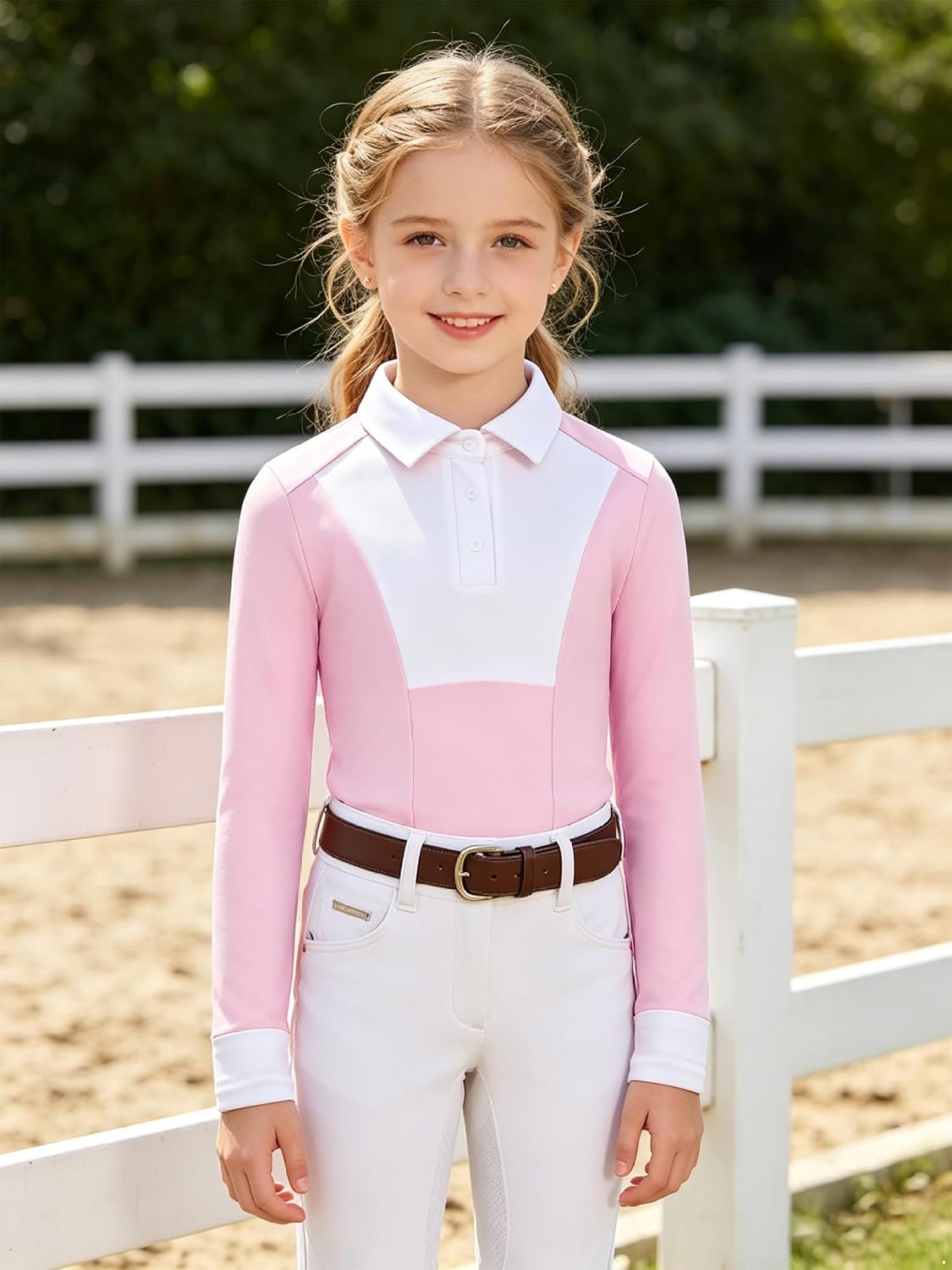 Girls Half Zip Pullover Sweatshirt Moisture Wicking Equestrian Riding Top for Hiking Workout