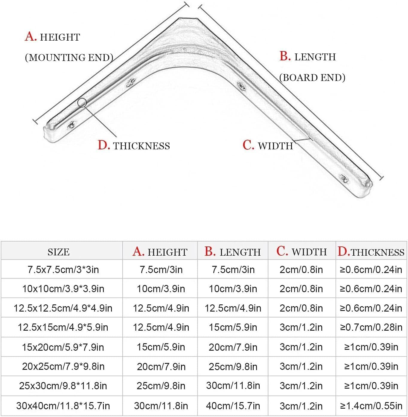 Shelf Brackets,Shelf Bracket Heavy-duty, Wall-mounted Corner Braces Shelve Bracket, 2 Pieces, With Screws and Anchors,Black-7.5x7.5cm/3 * 3in ( Color : Wit , Size : 7.5 ( Color : Wit , Size : 12.5x15c