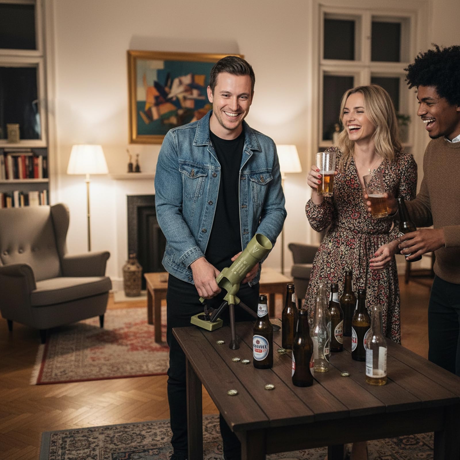 Decapsuleur Mortier, Mortier Bière avec Ressort, Mains Libres Et Effort Réduit, Pas Besoin D'appuyer, Décapsuleur De Bière pour La Maison, Les Bars Et Les Fêtes（vert）