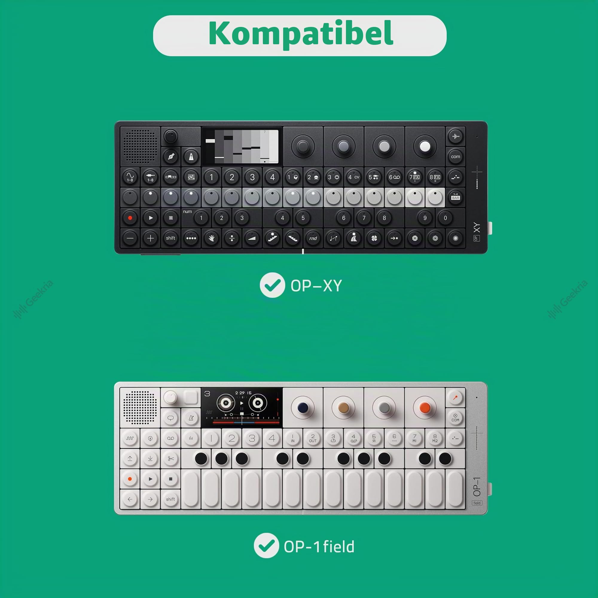GEEKRIA Hartschalen-Reisekoffer kompatibel mit Teenage Engineering OP-1 Field/OP-1/ OP-XY tragbarem Synthesizer, Audio-Sampler-Tasche (Dunkelgrau)