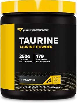 مسحوق PrimaForce Taurine ، 250 جرامًا - مكمل خالٍ من الكائنات المعدلة وراثيًا والغلوتين