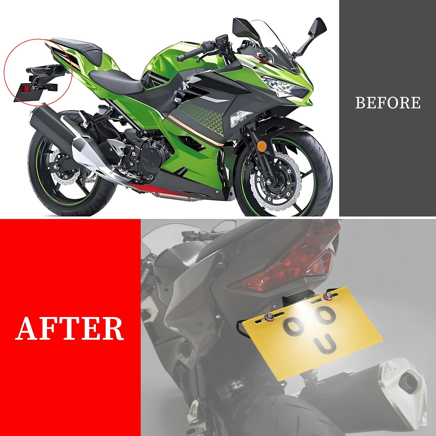 Compatible with NINJA 400 NINJA 250 Z400 Z250 Z300 Ninja500 Z500 Fender Eliminator Kit Tail Tidy License Plate Holder Bracket