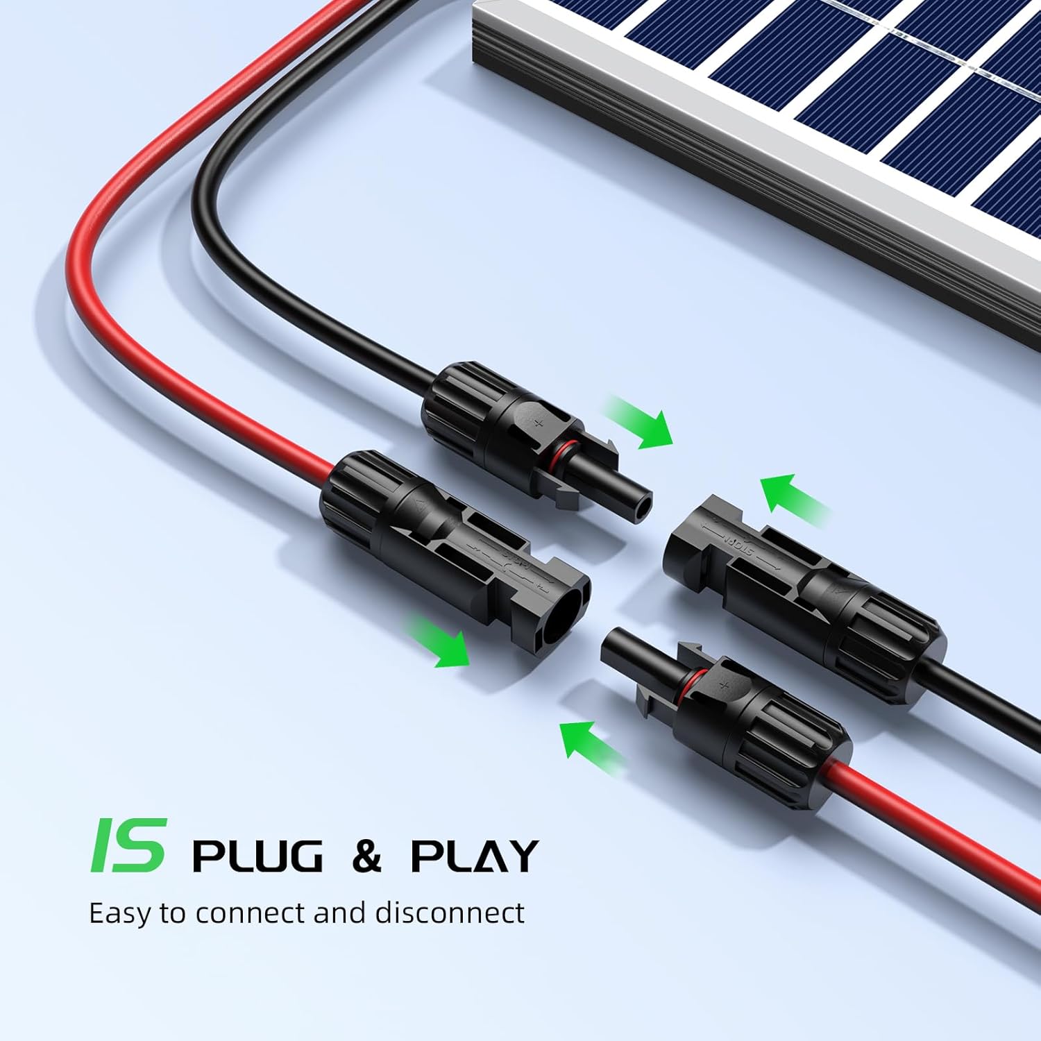 Bateria Power Solar Connectors 30A Y-Branch Cable, Solar Cable Parallel Adaptor Solar Panel Wire Connectors in Pair for Solar Panel (1*MF/MMMMFFFF), 3PCS