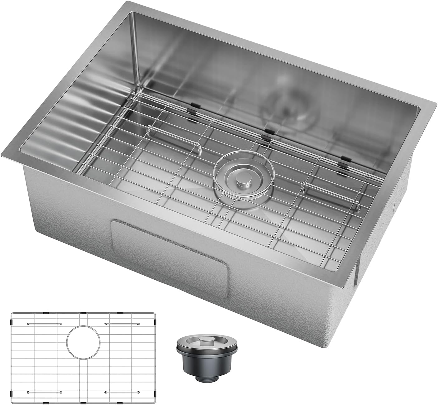 Undermount Kitchen Sink, 27x19x10Inch Stainless Steel Single Bowl, Heavy-Duty Undermount Sink for Kitchen Countertop Installation