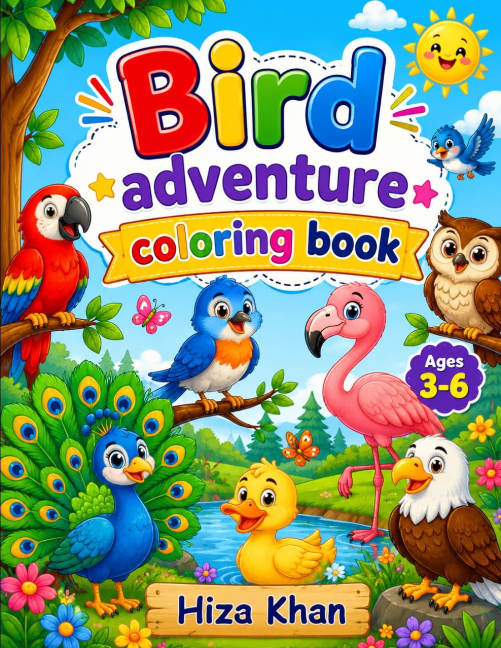 Birds adventure coloring book: Fun & Easy Bird Coloring Pages for Ages 3–6