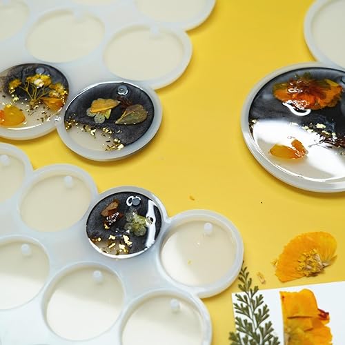 Miniatura 4 de Juego de moldes de silicona redondos de 25 cavidades grandes + medianos + pequeños para llavero de joyería de resina