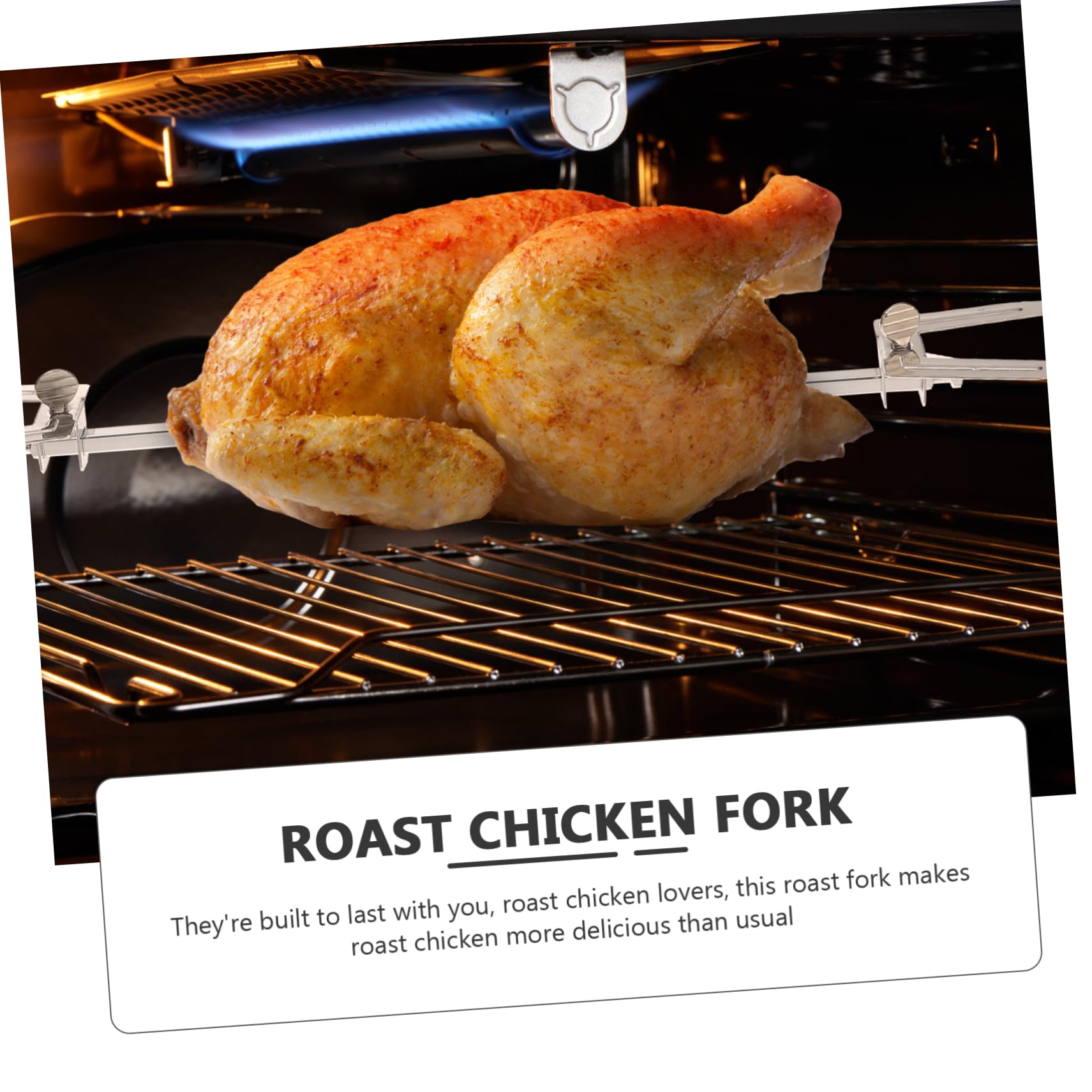 GALPADA 1Set Rotating Chicken Fork Meat Grilling Forks for Oven Roasting Home Bbq and Campfire Cooking Includes Rod Screws for Easy Use