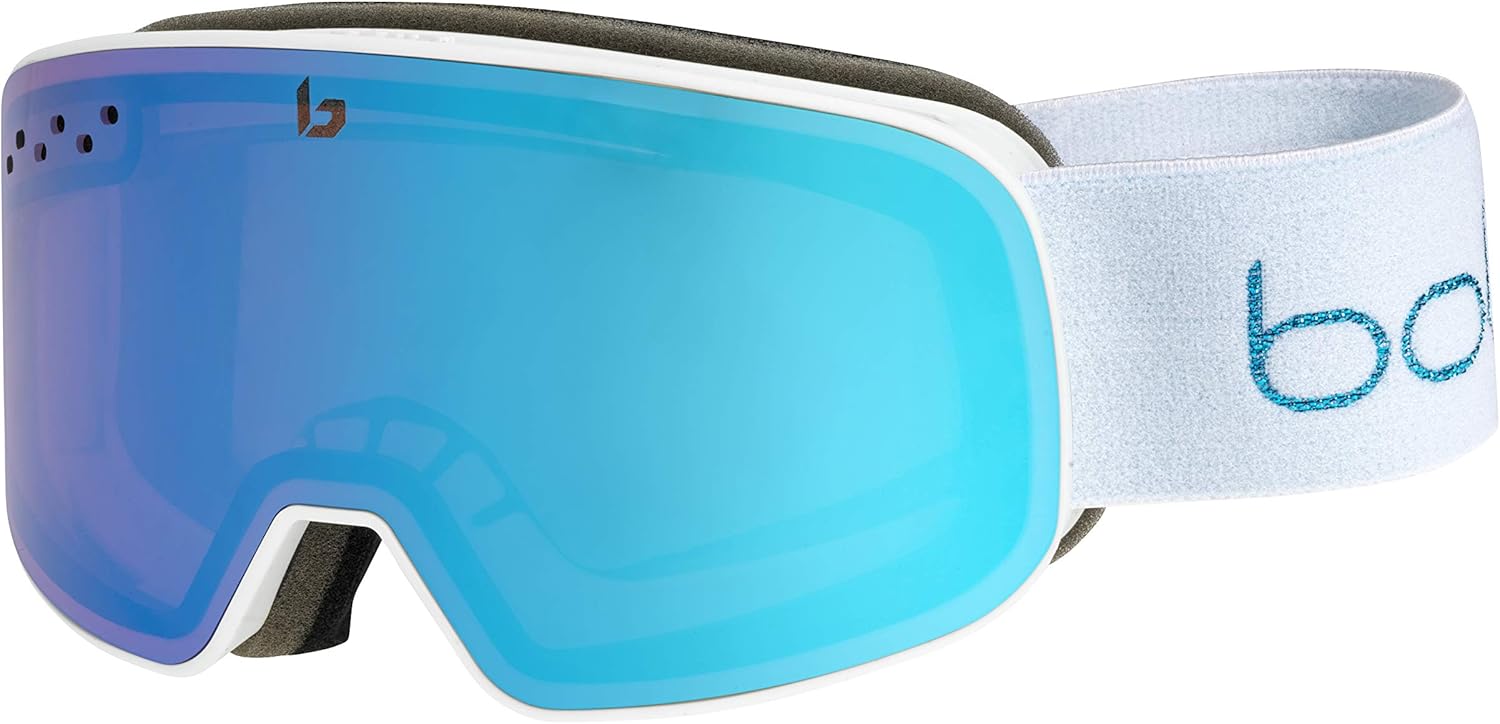 bollé Women's Nevada Small Goggles, White Metallic Blue Matte, Small