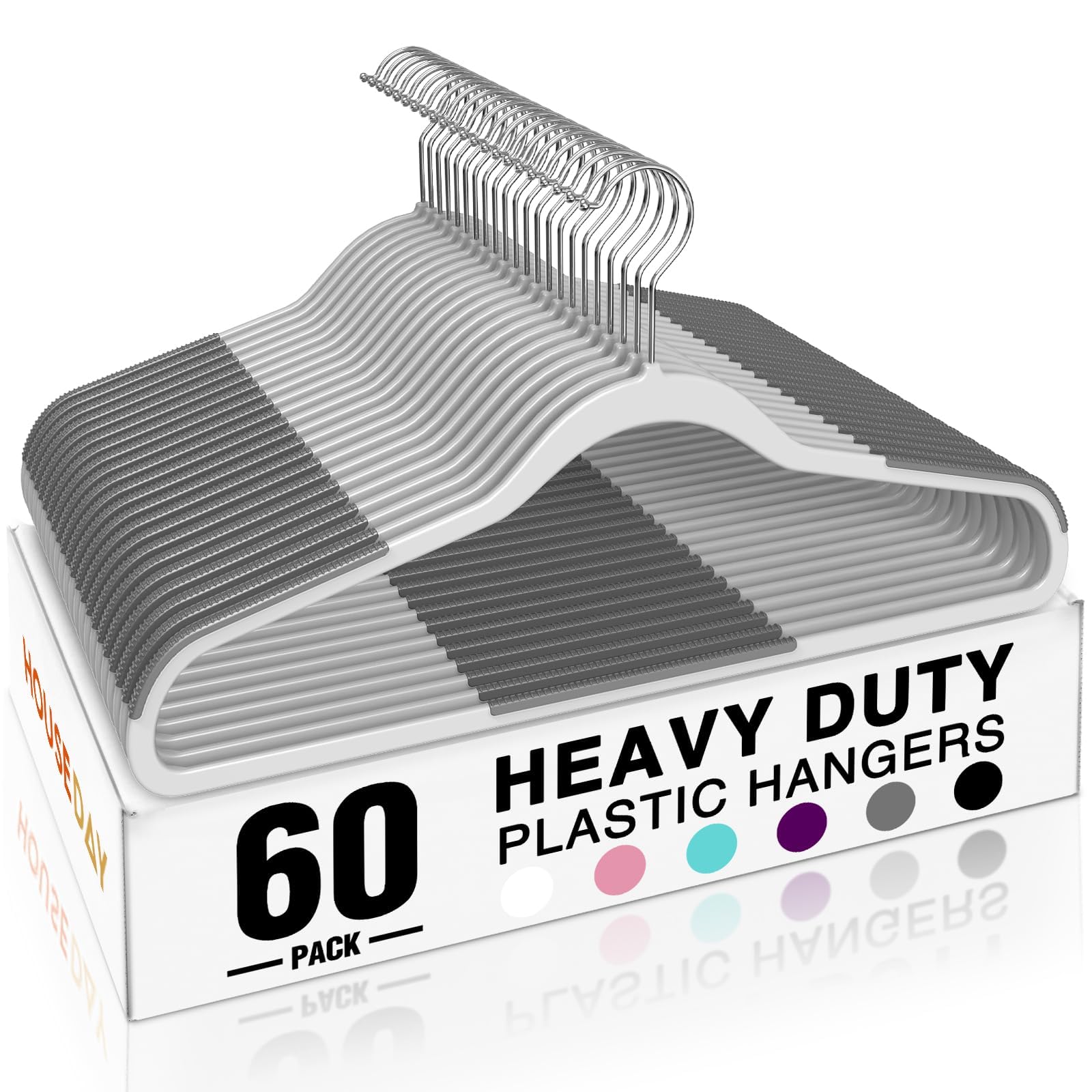 HOUSE DAY Heavy Duty Plastic Hangers 60 Pack
