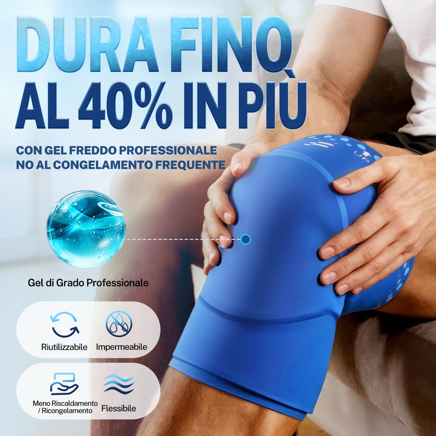 Fitomo Fascia Fredda e Calda per il Ginocchio - Terapia a Caldo e Freddo Riutilizzabile per Dolore e Gonfiore, con Adattabilità e Supporto Regolabile per Artriti, Recupero da Infortuni Sportivi, L
