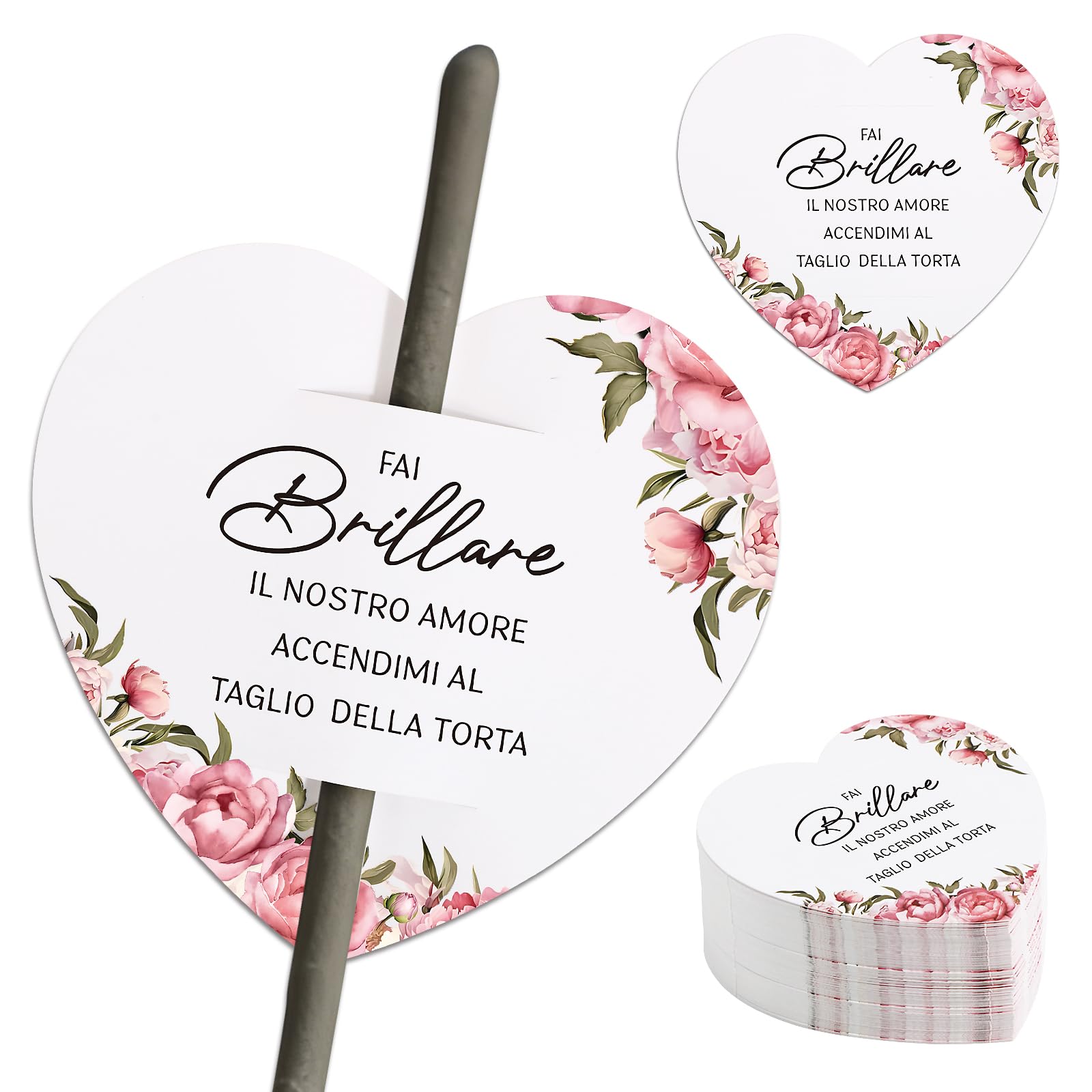 BOFUNX 100 Étiquettes En Forme De Cœur Pour Cierges Magiques - Parfaites Pour Mariage Et Entrée Des Mariés