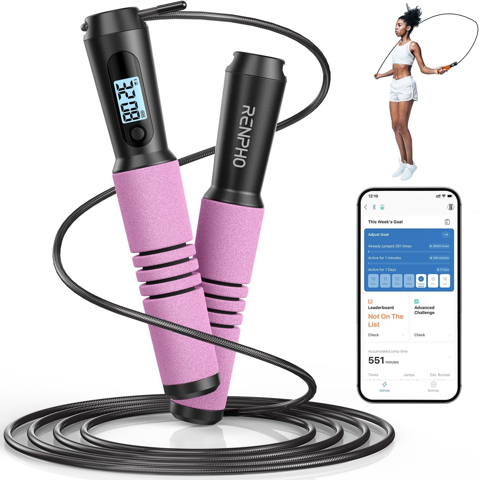 Smart Skipping Rope with Counter, Adjustable Wireless Skipping Rope, App Analysis Data, Skipping Rope Fitness Men Women Children Crossfit Training Equipment