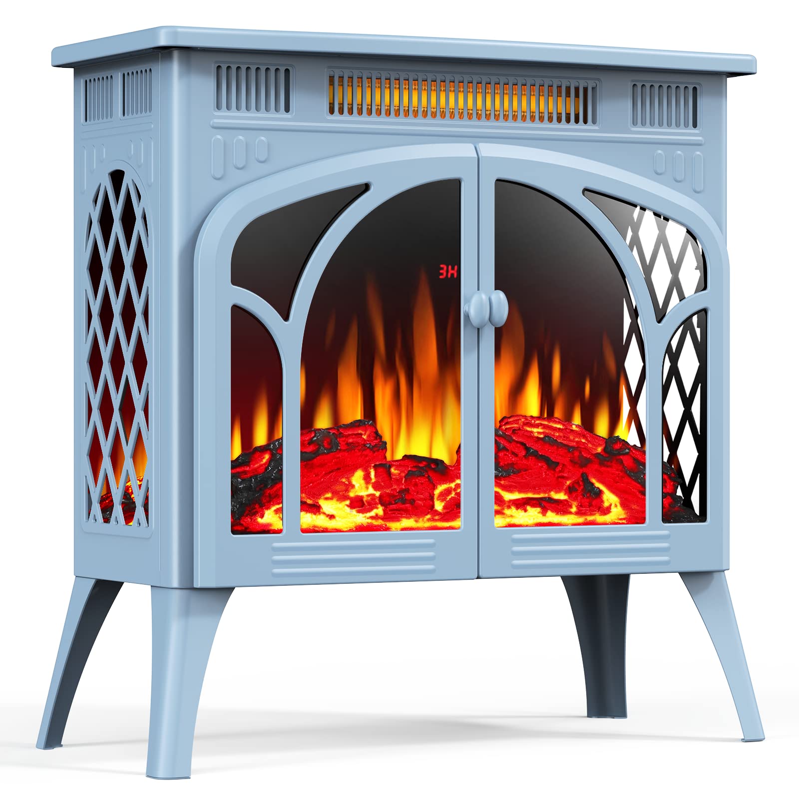 Amazon.com: Rintuf Electric Fireplace Heater, 1500W Infrared Stove with 3D  Flame Effect, 5100BTU Remote Control, Ideal for Indoor Outdoor Home Use  (Blue) Electric Fireplace Stove : Home u0026 Kitchen