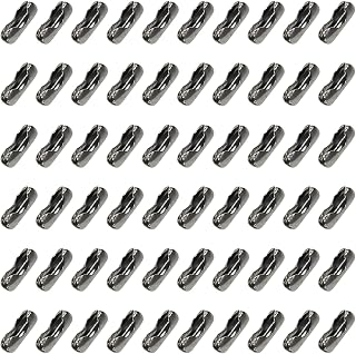 Shapenty Metal Bead Ball Chain Connector Clasp Bulk for Keychain Necklace Pendant Jewelry Making DIY Craft Light Pulls and Beaded Chain Repairing, Fit for 2.4mm, 200PCs (Gun-Black)