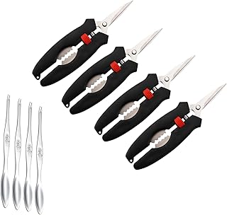 Seafood Scissors, Lobster Scissors, Crab Scissors, Seafood Tools 4Pcs and Lobster Forks 4 Pcs
