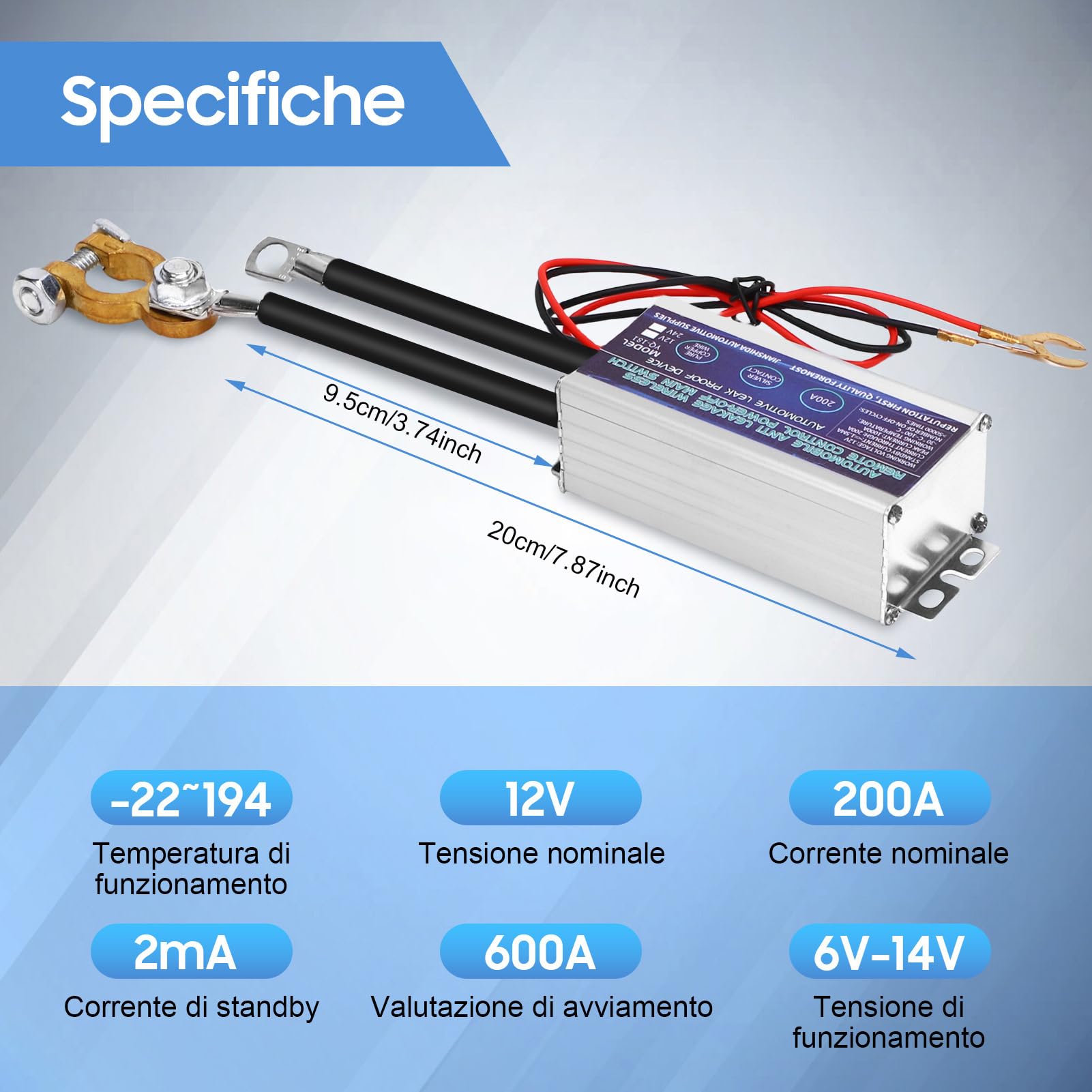 Interruttore di Stacca Batteria 12V, 200A Stacca Batteria per Auto con Telecomando, Staccabatteria Antifurto con Involucro in Lega di Alluminio per auto, camion, barca,