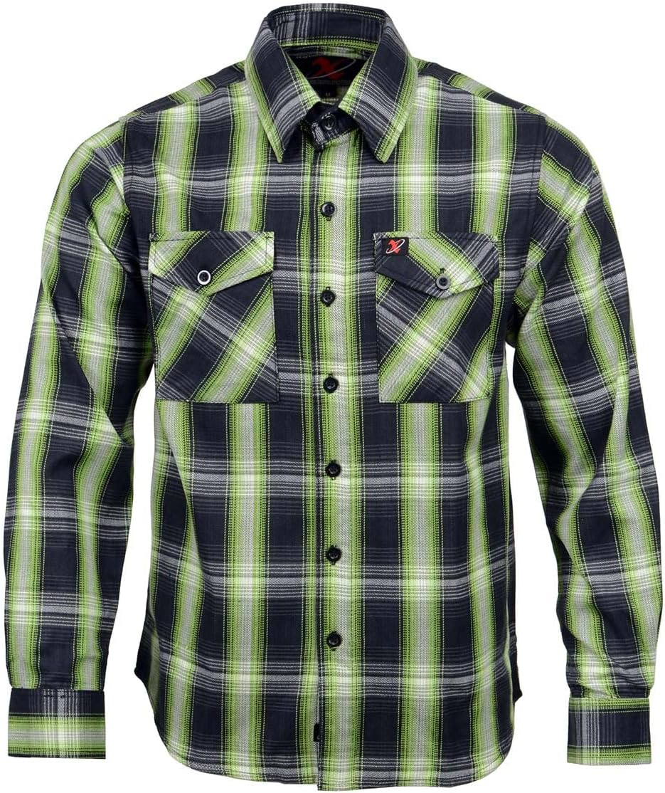 Milwaukee Leather MNG11657 Men's Black and Green with White Long Sleeve Cotton Flannel Shirt - Image 5
