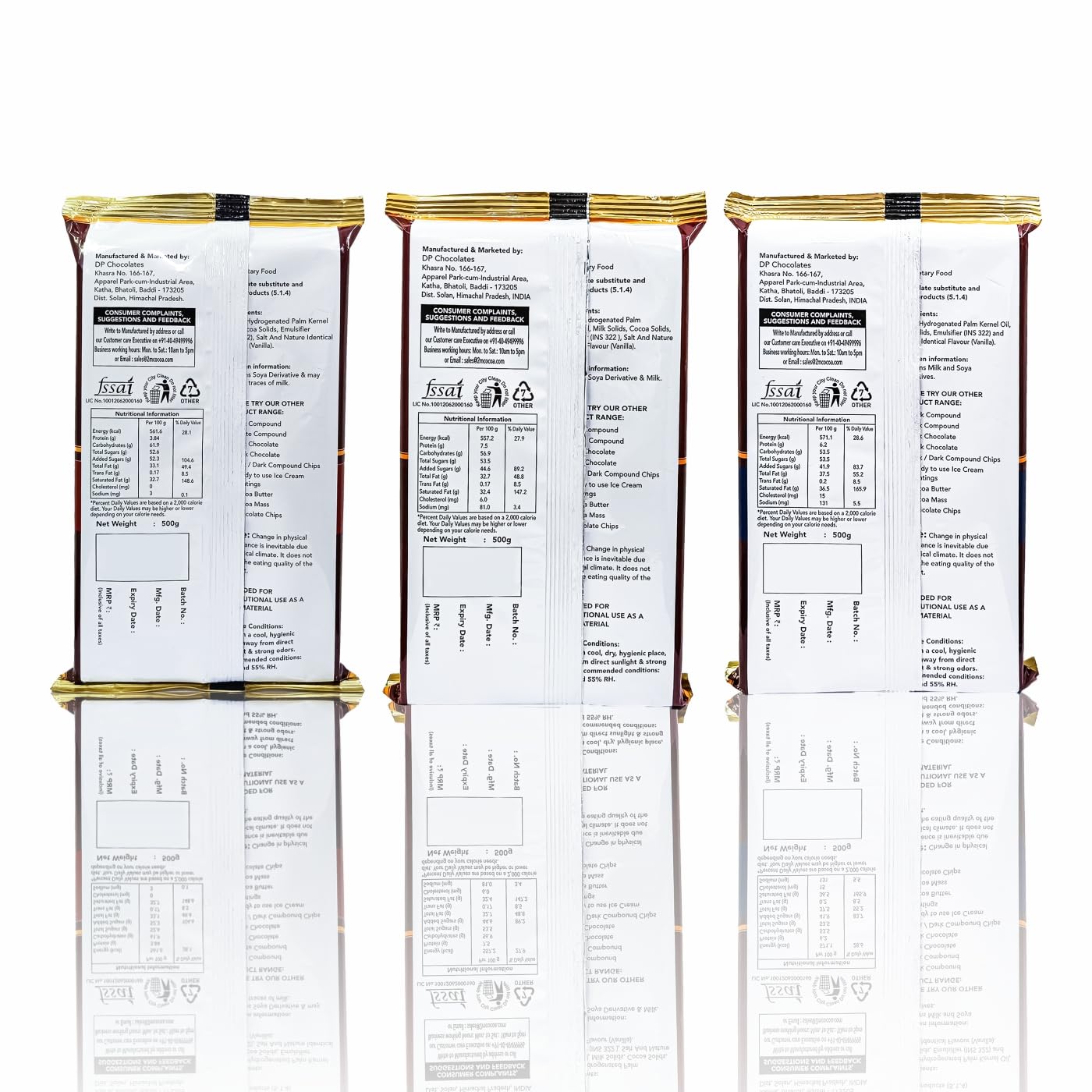 Konfiz 2M Dark (Cp-16), White & Milk Chocolate Compound Slabs-Perfect For Baking, Cake Decorating, Topping, Molding & Dipping (3 Combo Pack, 500 Gm Each) - Image 2 thumbnail
