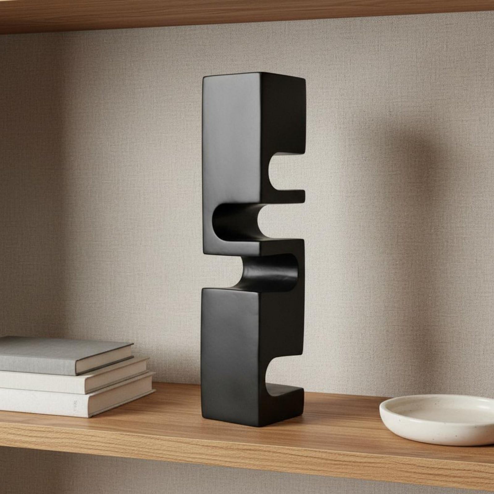 Colcolo Skulptur Abstrakte Harz Skulptur Statue Figur Dekoobjekt Nordischer Minimalismus mit Sanften Vertiefungen Leichtes Kunstharz für Einrichtung Wohnzimmer Hotelzimmer, Weiß, 9-9-38cm