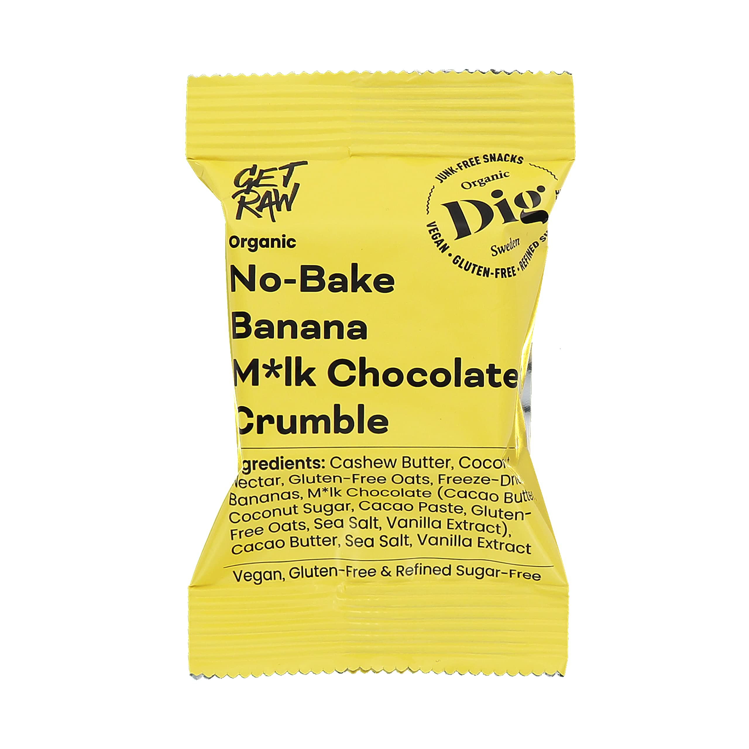 Dig Bio-Streuselkuchen Banane & Helle Schokolade – Veganer No-Bake Riegel, Glutenfrei, 12 x 35g