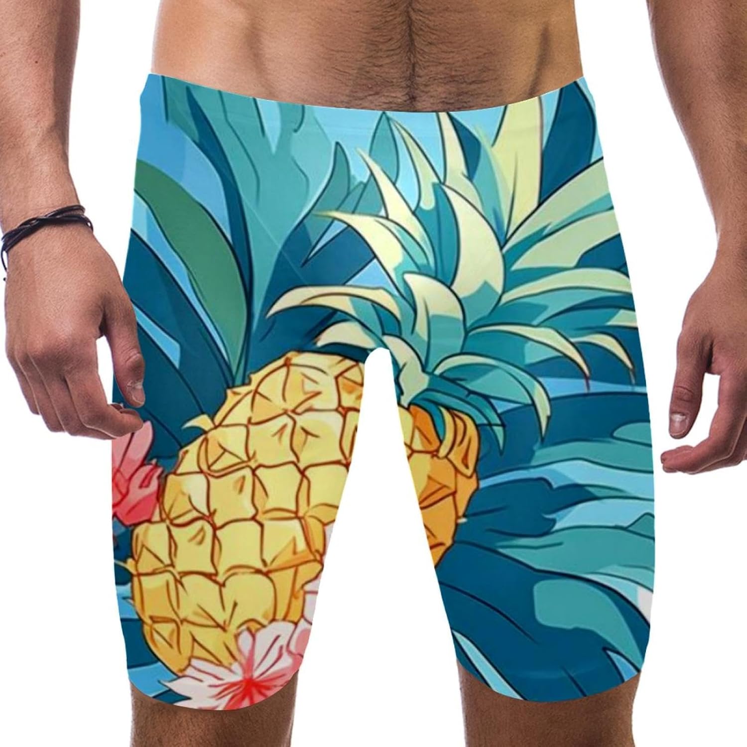 Boy's Swimming Jammers Swimming Shorts for Men's Swimming Trunks Tight,Colorful Art Pineapple